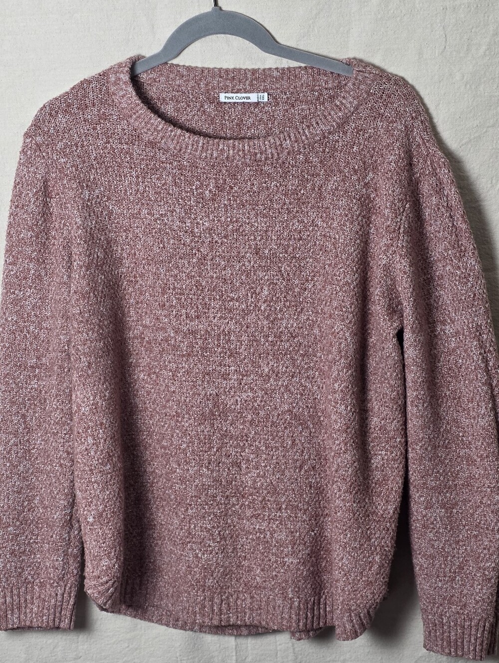 Pink Clover Chenille Crewneck Sweater in Dusty Rose